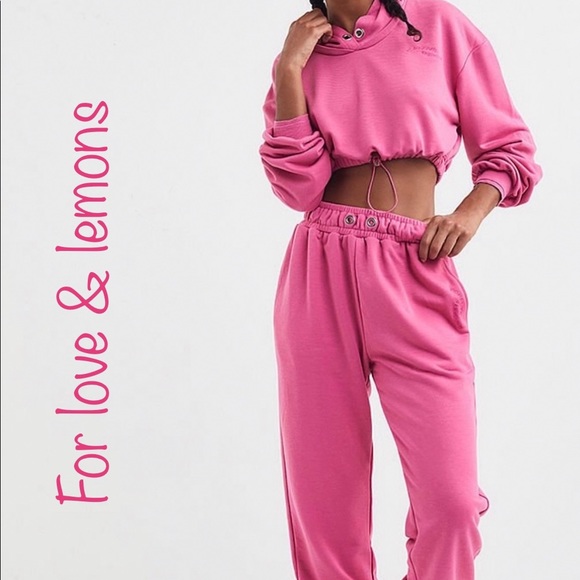 For Love And Lemons Pants - 039. For love and lemons cropped sweatshirt & sweatpants set size XL